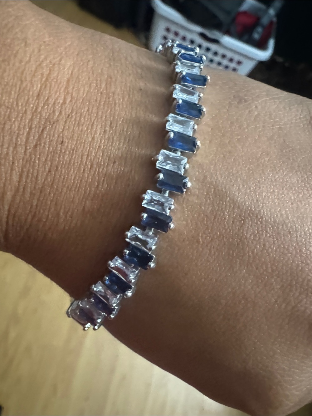 Sapphire and Clear Stone Bracelet - Blue and White